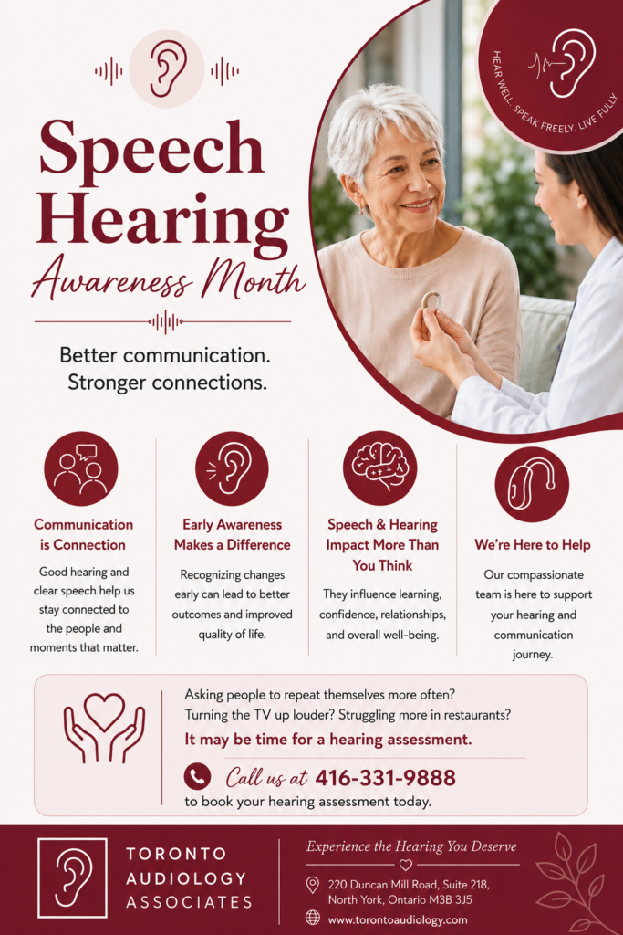 Speech & Hearing Month campaign promoting hearing test Toronto services and hearing health awareness